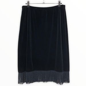 80’s Velour Beaded Fringe Trim Black Skirt